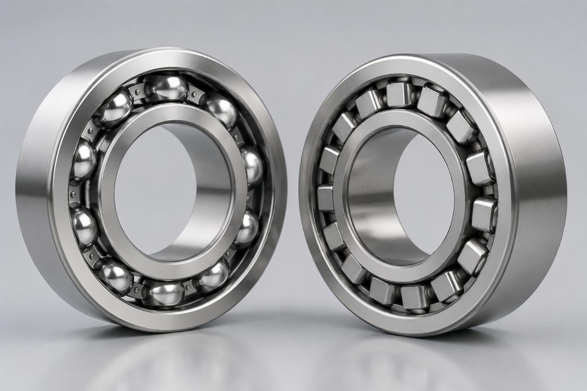 Ball bearing and cylindrical roller bearing side by side